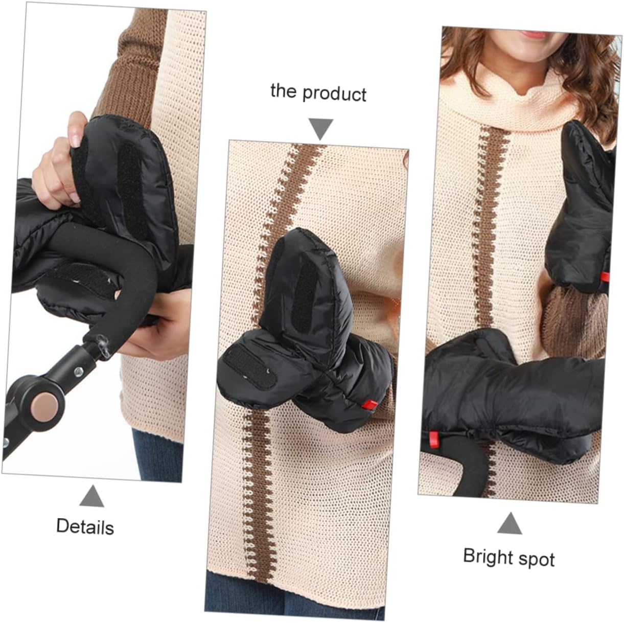 1 Pair Xmas Baby Stroller Gloves Windproof Warm Gloves Polar Fleece