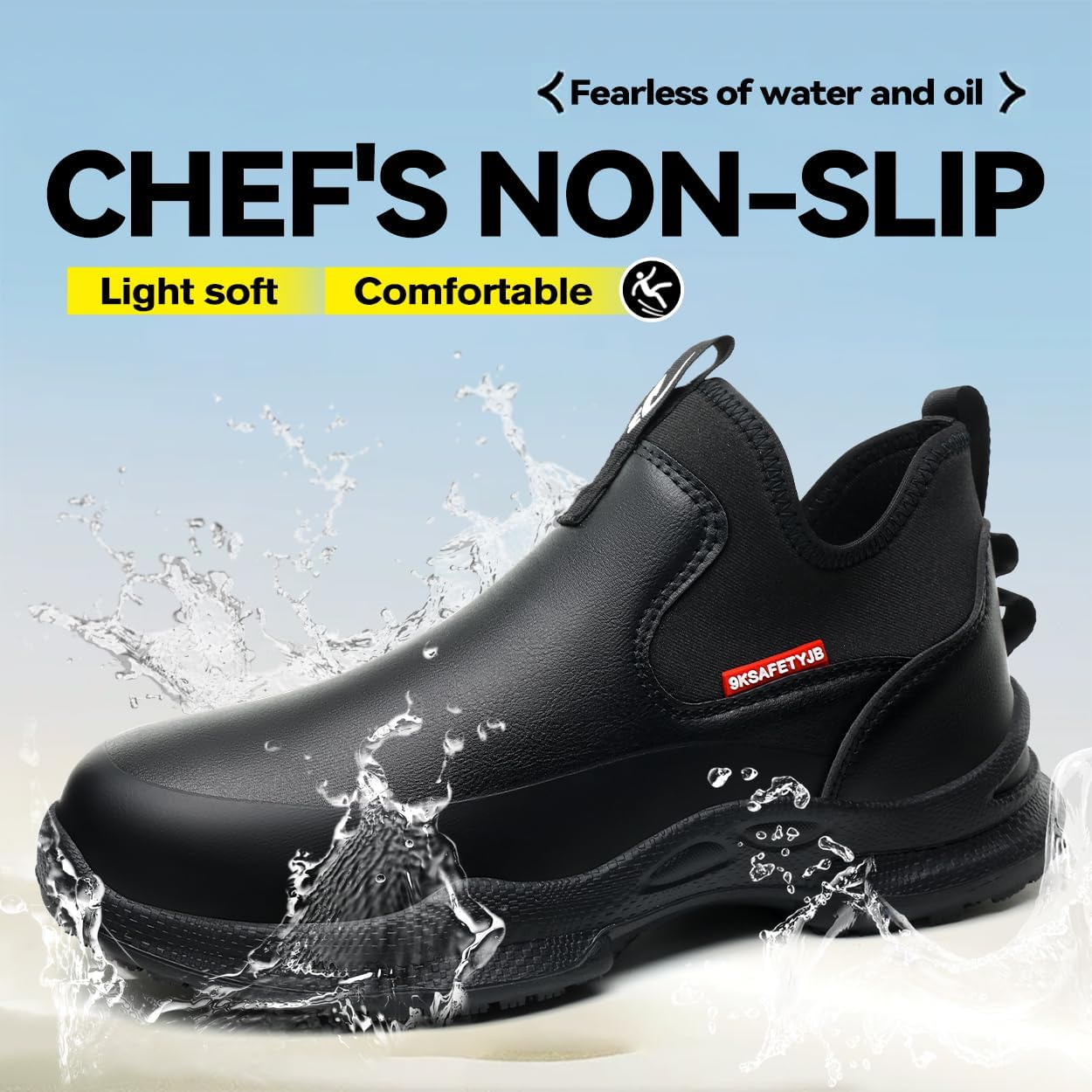 Men's Anti-Slip and Waterproof Work Shoes Comfortable Slip-on Shoes for Kitchen and Restaurant - Image 3
