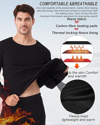 Miniatura 6 de Conjunto de ropa interior térmica térmica eléctrica para hombre, ropa interior deportiva de invierno al aire libre con batería y caja