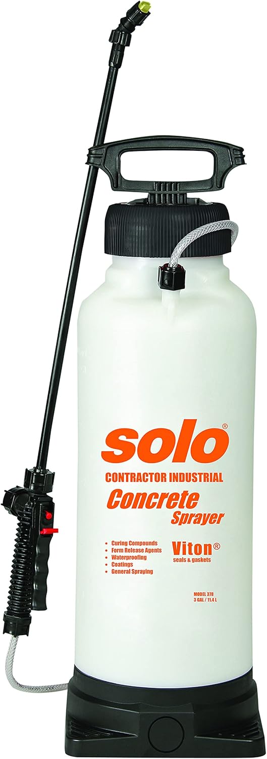Solo 378 3-Gallon Concrete Tank Sprayer W/Viton Seals and O-Rings, Large Base