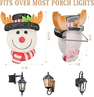 Vista 7 de Paquete de 2 cubiertas de luz de porche de Navidad con muñeco de nieve de 12 pulgadas, decoración festiva para interiores y exteriores, pantalla