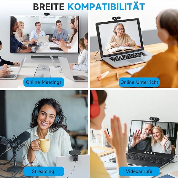 AOC Webcam 4K Ultra HD, Webcam mit Mikrofon & Objektivabdeckung, PC Kamera Plug & Play, 99° Ansicht, Autofokus, Web Cam kompatibel mit Zoom/Teams/Skype, für Home Office, Streaming, FaceTime, Schwarz - 5