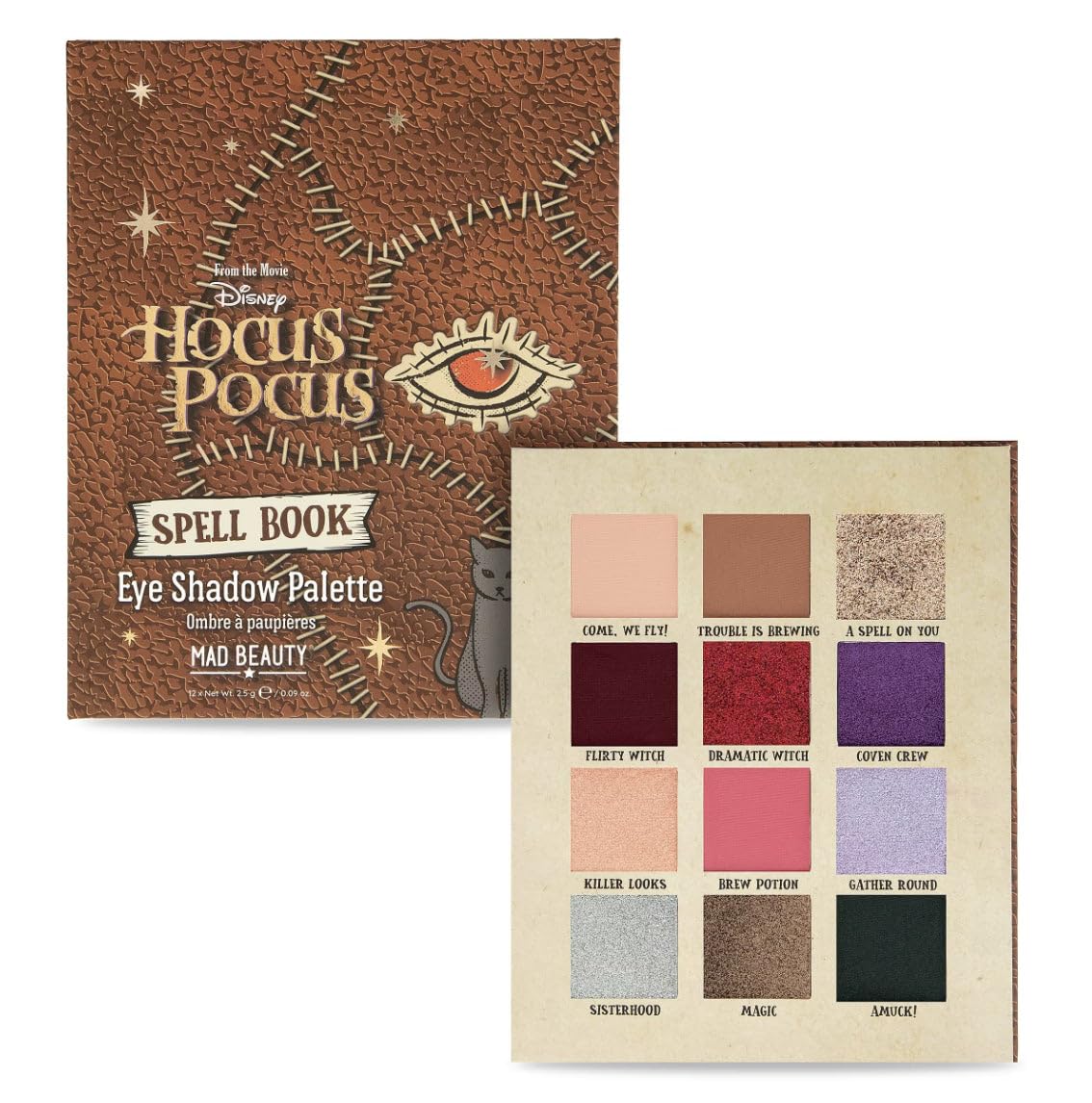MAD BEAUTY Disney Hocus Pocus Book Paleta de Sombras de Ojos - Eyeshadow Palette: Paleta de Sombras de Ojos Inspirada en el Libro de Hocus Pocus de Disney, para Crear Looks Encantadores y Mágicos.