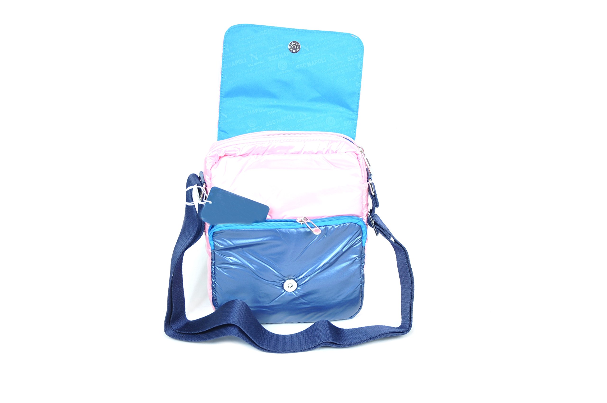 Sac à bandoulière Napoli Champione d'Italie Troisième Scudetto Logo Produit officiel Enzo Castellano, bleu, Cm 22 x 19 x 4,5