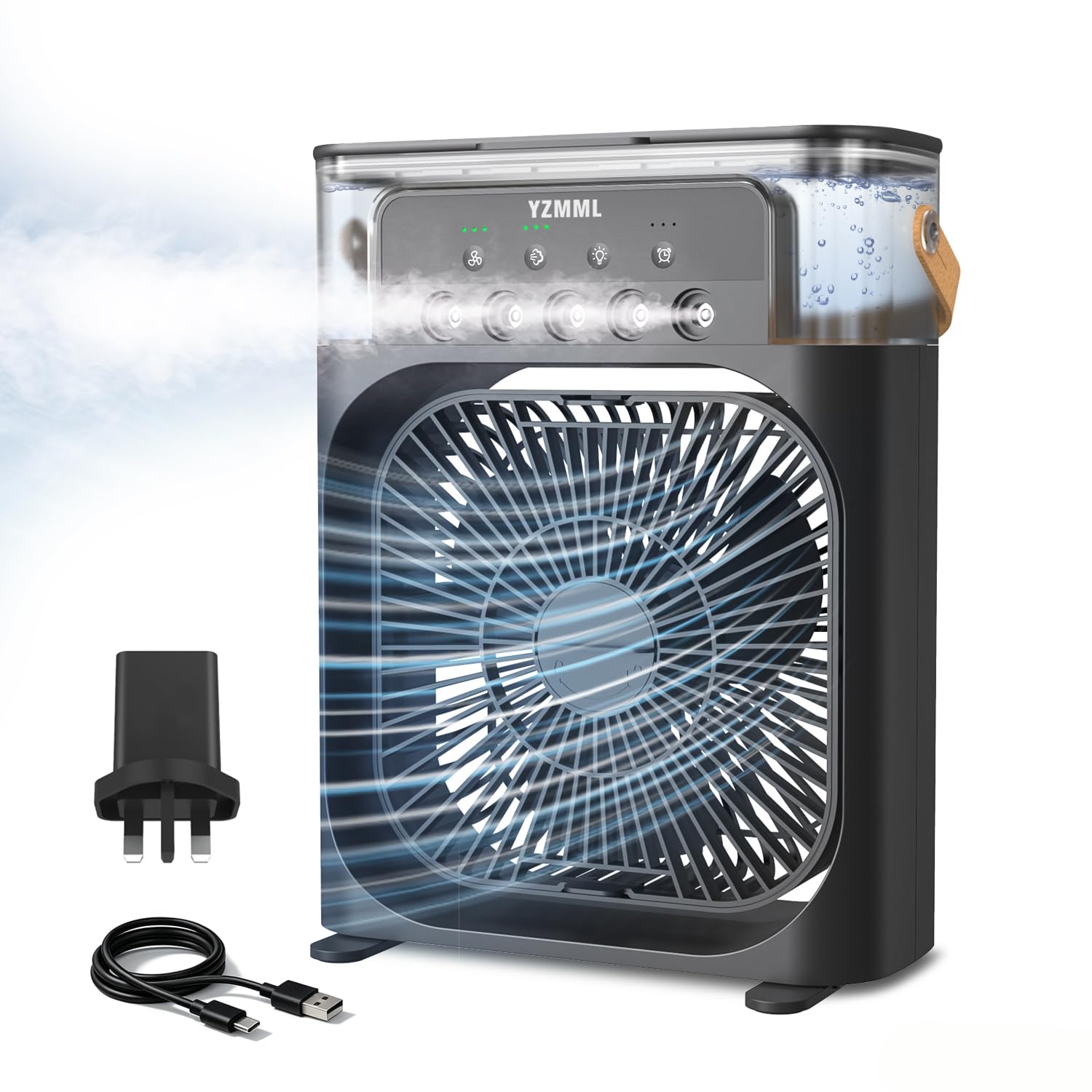 Enfriador de aire de escritorio personal con niebla, tanque de agua