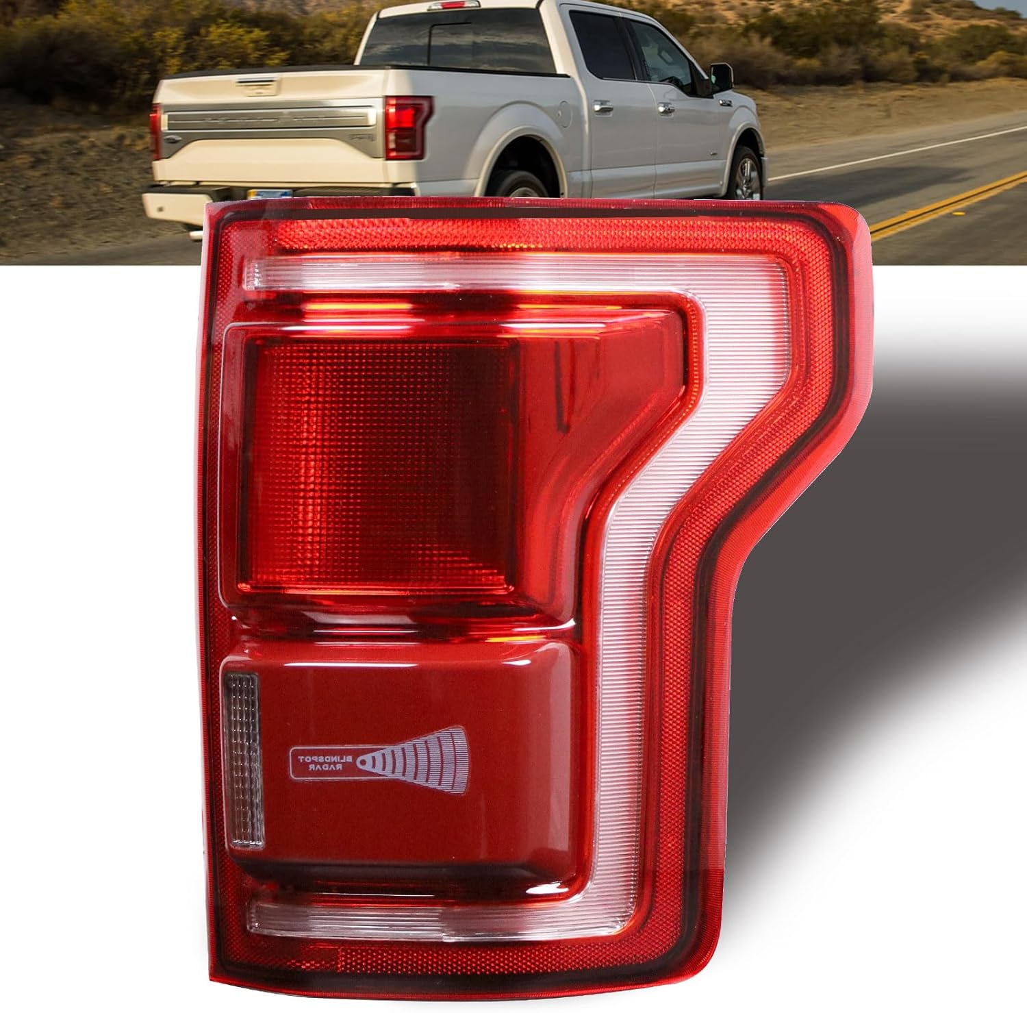 Tail Lights Compatible With Ford F150 F-150 2015 2016 2017 Right Passenger Side with Blind Spot Rear Left Lamp (Module Not Included) # HL3Z13404D