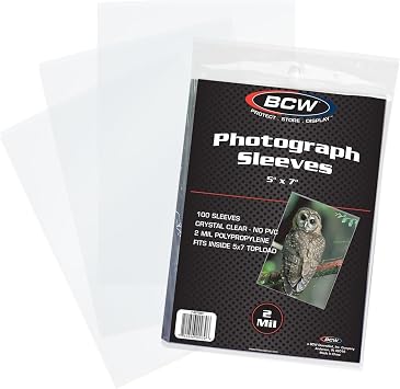 BCW 5x7 Photo Sleeves 100 ct | Acid Free, No PVC | Soft Clear Plastic Photo Sleeves | Archival Quality | Fits 5x7 Photos & BCW 5x7 Toploaders