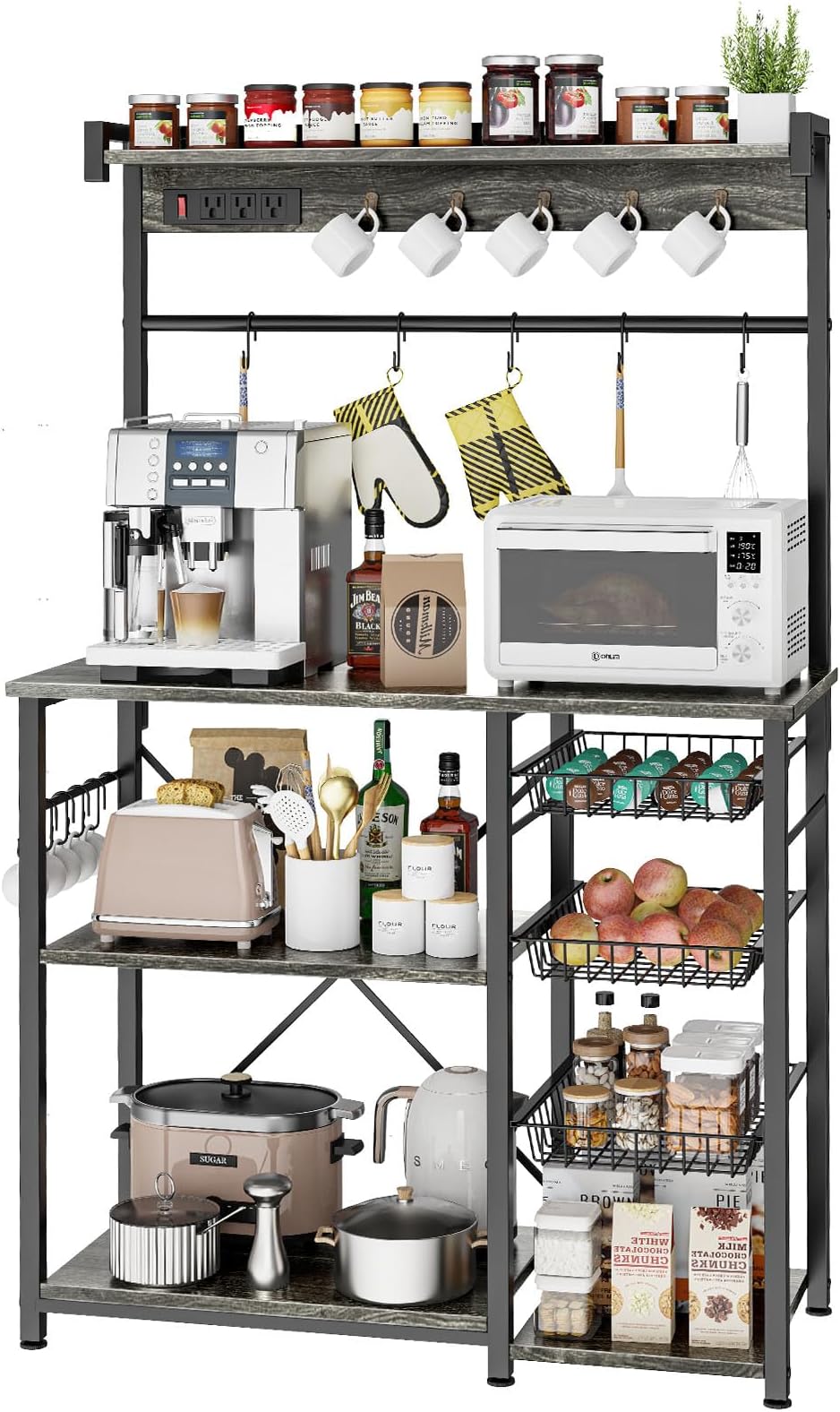 Bakers Rack with Storage, Industrial Microwave Oven Stand