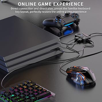 Keyboard Mouse Converter, Portable USB C Keyboard and Mouse Adapter Delay Game Controllers Adapter Converter for PS3/for/for 360/for ONE