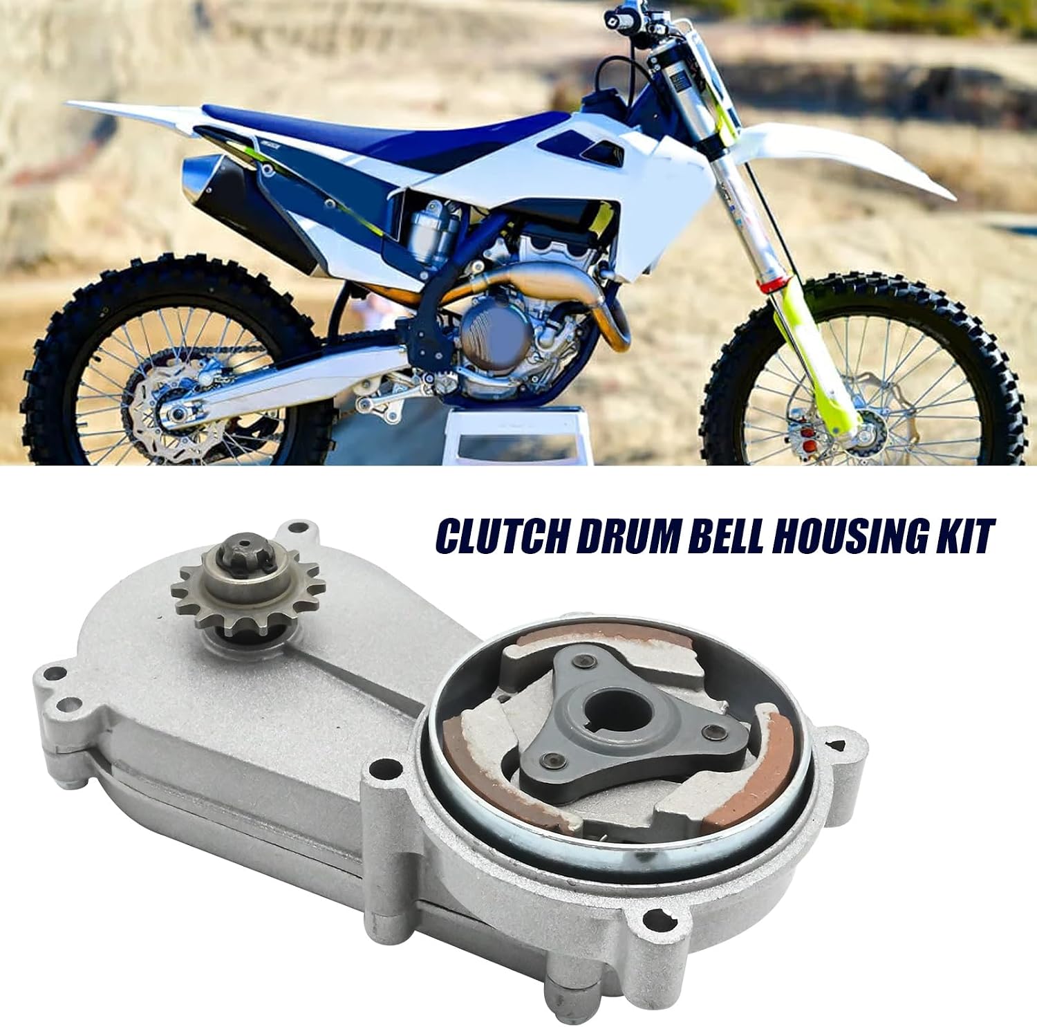 Clutch Drum Bell Housing Kit, 50cc Engine 4 Stroke Dirt Bike Clutch Kit, Robust 14T Clutch Drum Bell Housing with Clutch for 43cc 49cc Mini Pocket Quad Dirt Bike ATV Parts