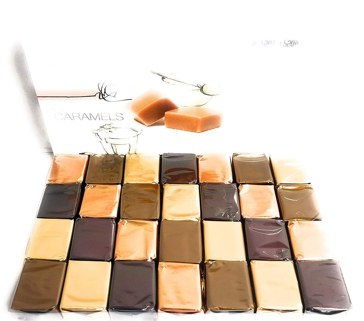 Paris Caramel Assorted Caramels: French Gourmet Caramels with Butter 4 Flavors, 14 oz. 36 PC