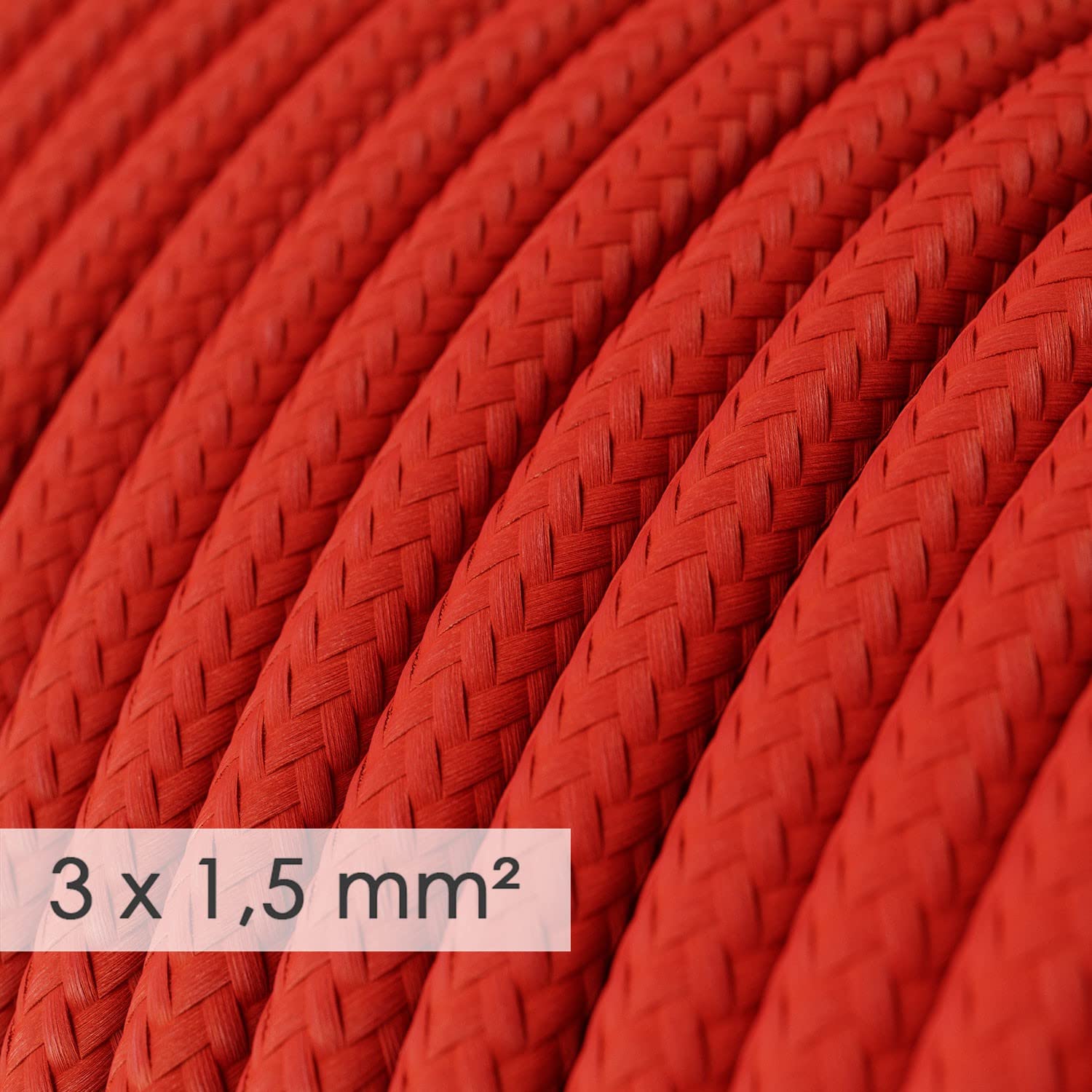 Creative Cables Textilkabel Rund, 3x1,50 Mm², Seideneffekt Gelb – 1 Meter Meterware