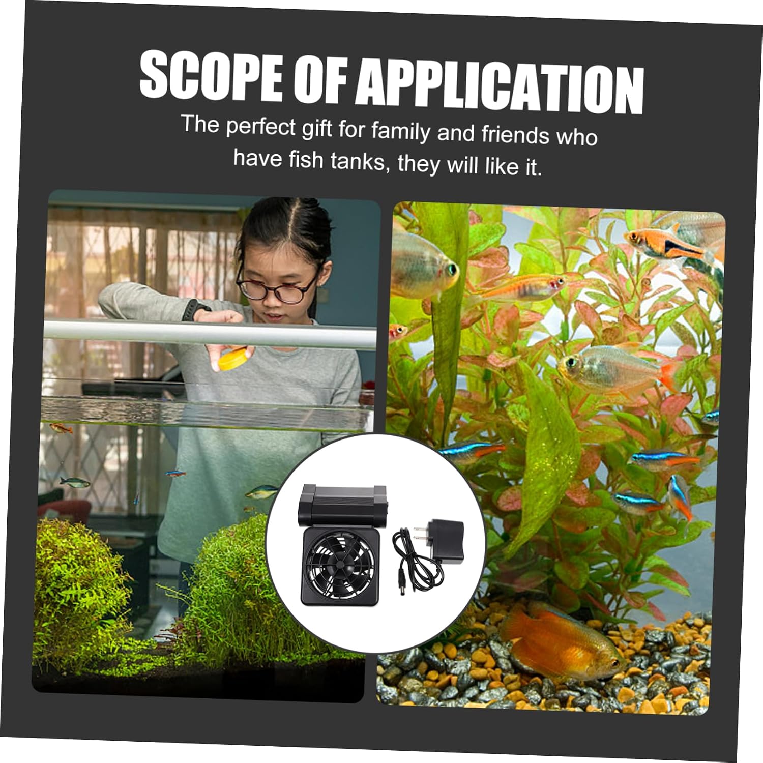 ORFOFE Adjustable Fish Tank Cooling Fan Quiet Aquarium Chiller for Shrimp Tanks Wall Mounted Design US Plug for Easy Use