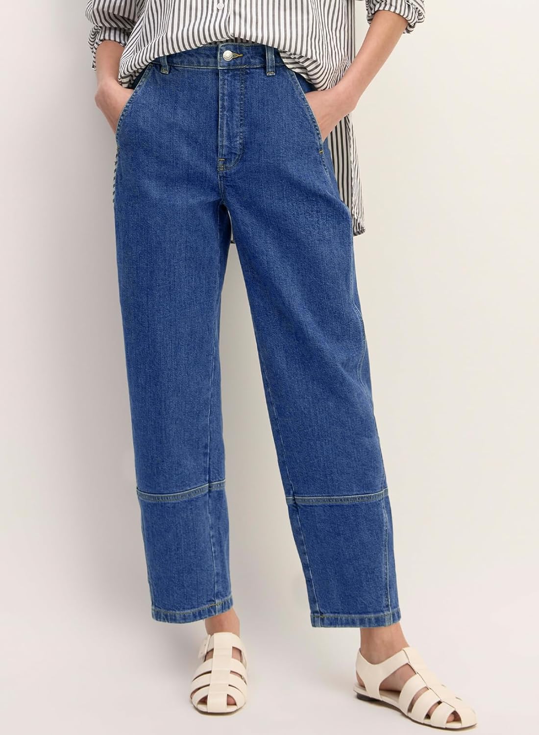 EVALESS Jeans for Women Wide Leg High Waisted Boyfriend Straight Leg Stretchy Cropped Denim Pants - Image 2