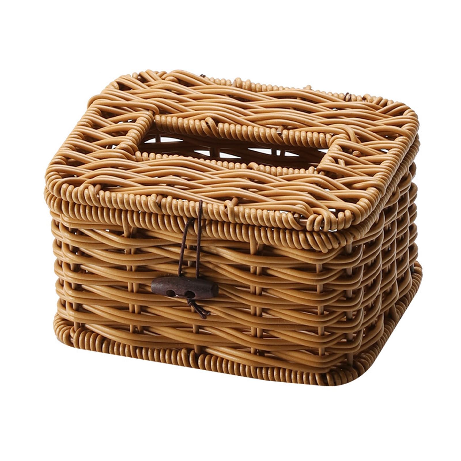Montesy Imitation Rattan Rectangular Tissue Box Covers Napkin Dispenser Decorative Woven Paper Towel Holder for Home and Office