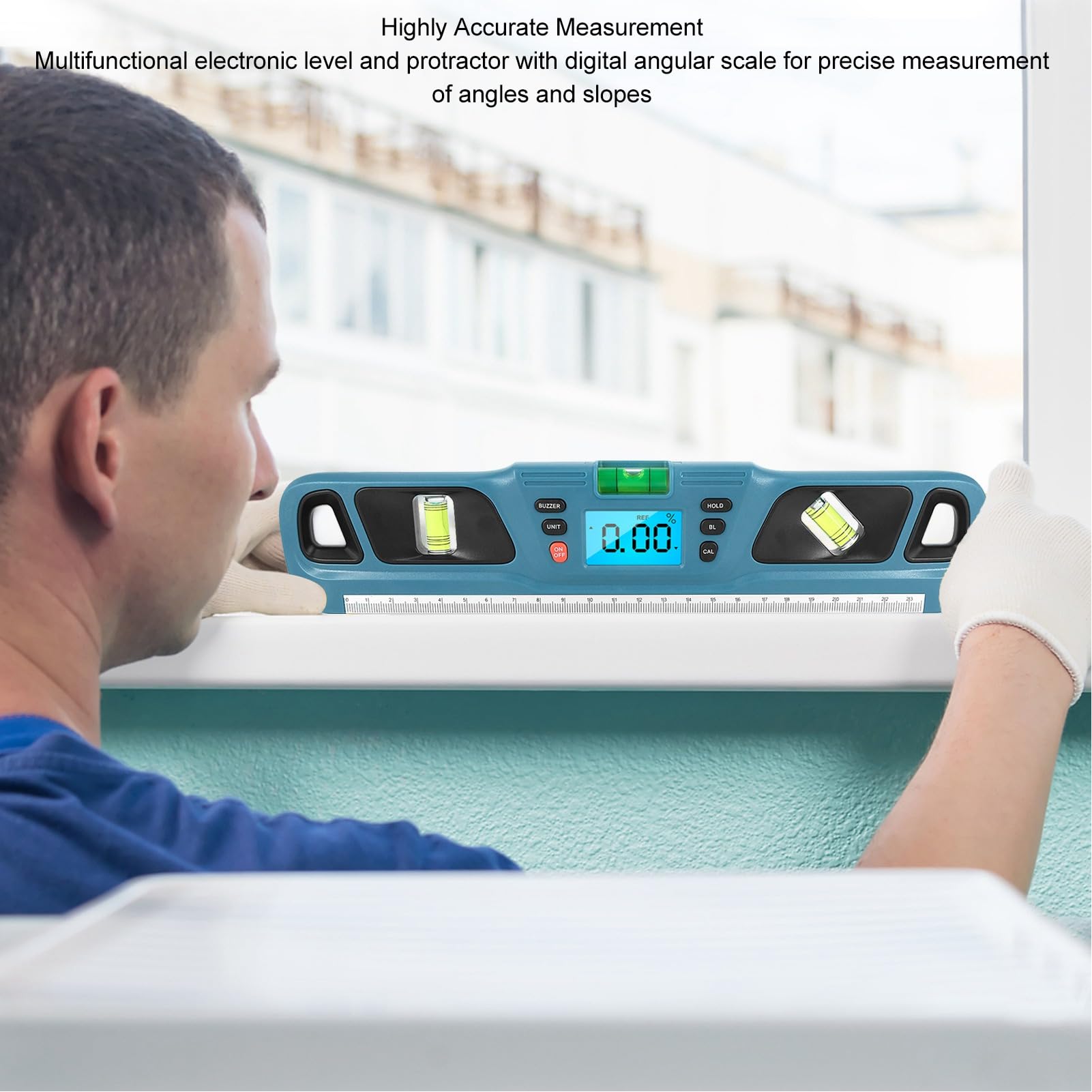 POENVFPO Digitale Wasserwaage, LCD-Display, Multifunktionale Elektronische Wasserwaage und Winkelmesser für Winkel und Neigungen, Hausrenovierung, Tischlerprojekte