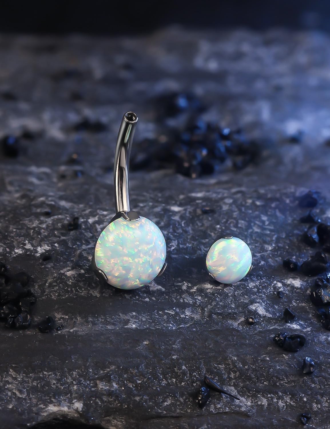 F136 Titanium Multicolor Brilliant Opal Navel Belly Button Ring VCH Piercing Jewelry for Women 14G 10mm Hypoallergenic