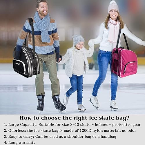 Miniatura 3 de TOPOWN Bolsa de patines de hielo para hombres, bolsa de patines en línea para mujer, bolsa de patines de hielo negra de primera calidad, bolsa de