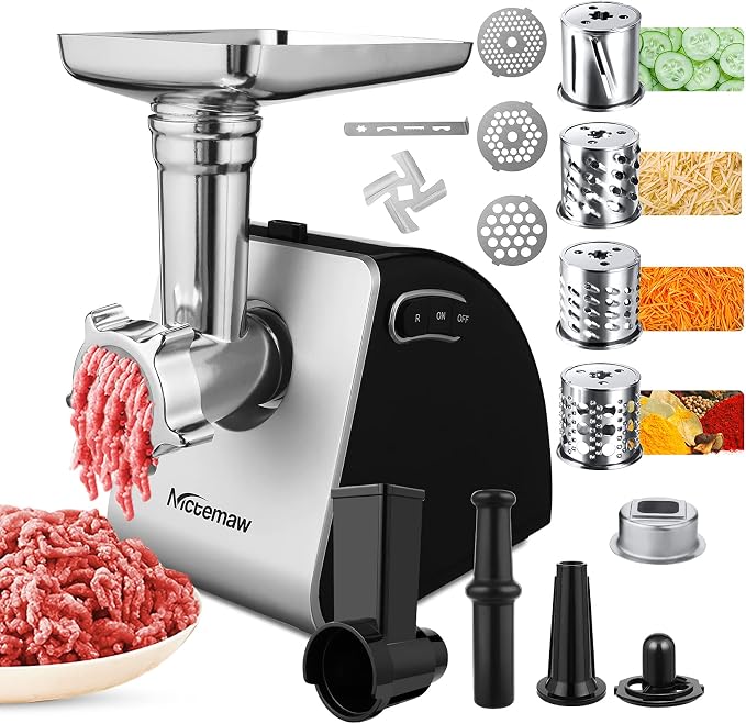 Nictemaw Picadora de Carne Eléctrica, 2000W Max,4 in 1 Salchicha y Máquina…