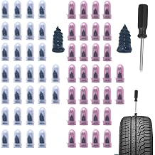 61 PCS Tire Repair Rubber Nail, Vacuum Tire Repair Kits, Waterproof Spiral Rubber Sealing Screw Tools with Screwdriver, Universal for Auto Truck, Motorcycle, Tractor Black