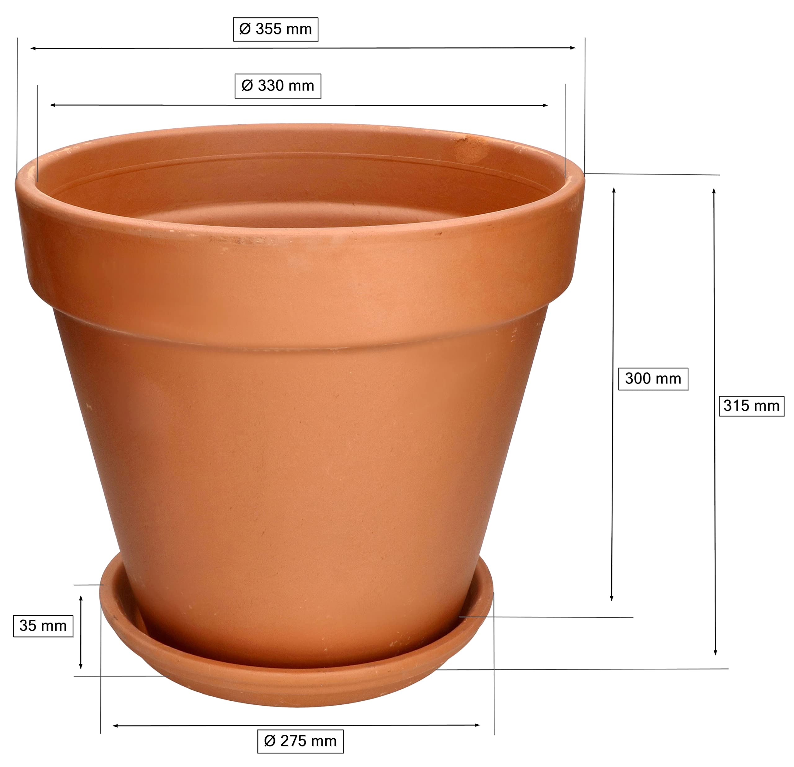KOTARBAU® Vaso da fiori in terracotta, diametro 35 cm, per interni e giardini