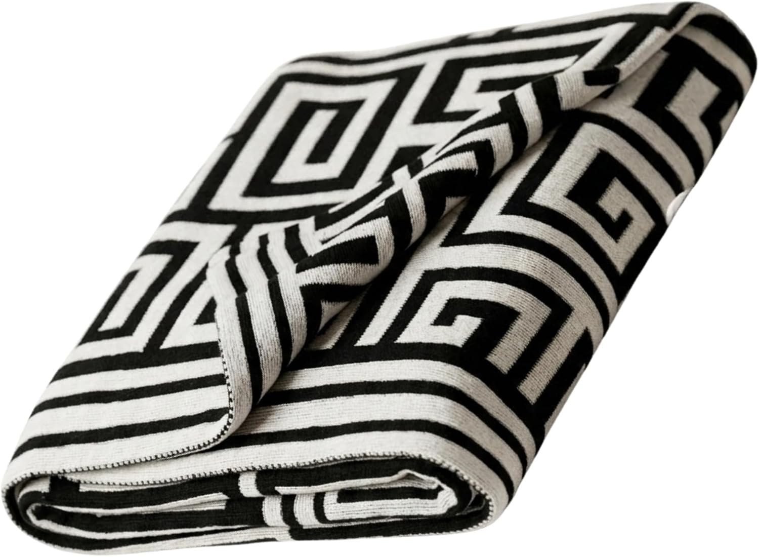 Olli & Lime Maze Knit Baby Blanket - 30x40 Inches - High-Contrast Black & White Developmental Receiving Blanket