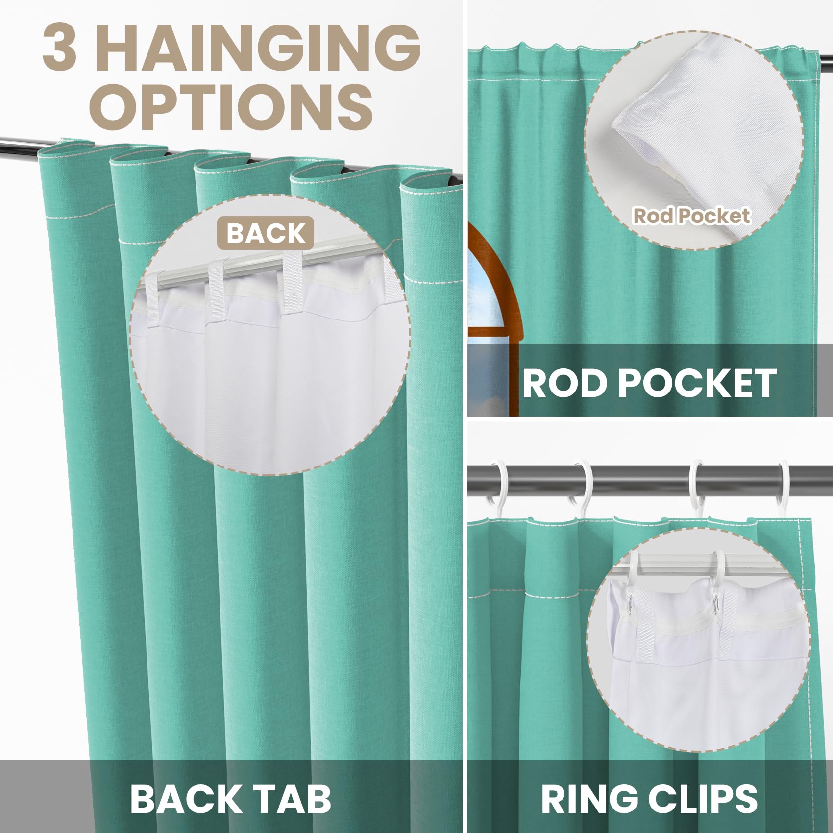 Kzzfqxb 117x229cm Light Blue Curtains 2 Panels - Image 4
