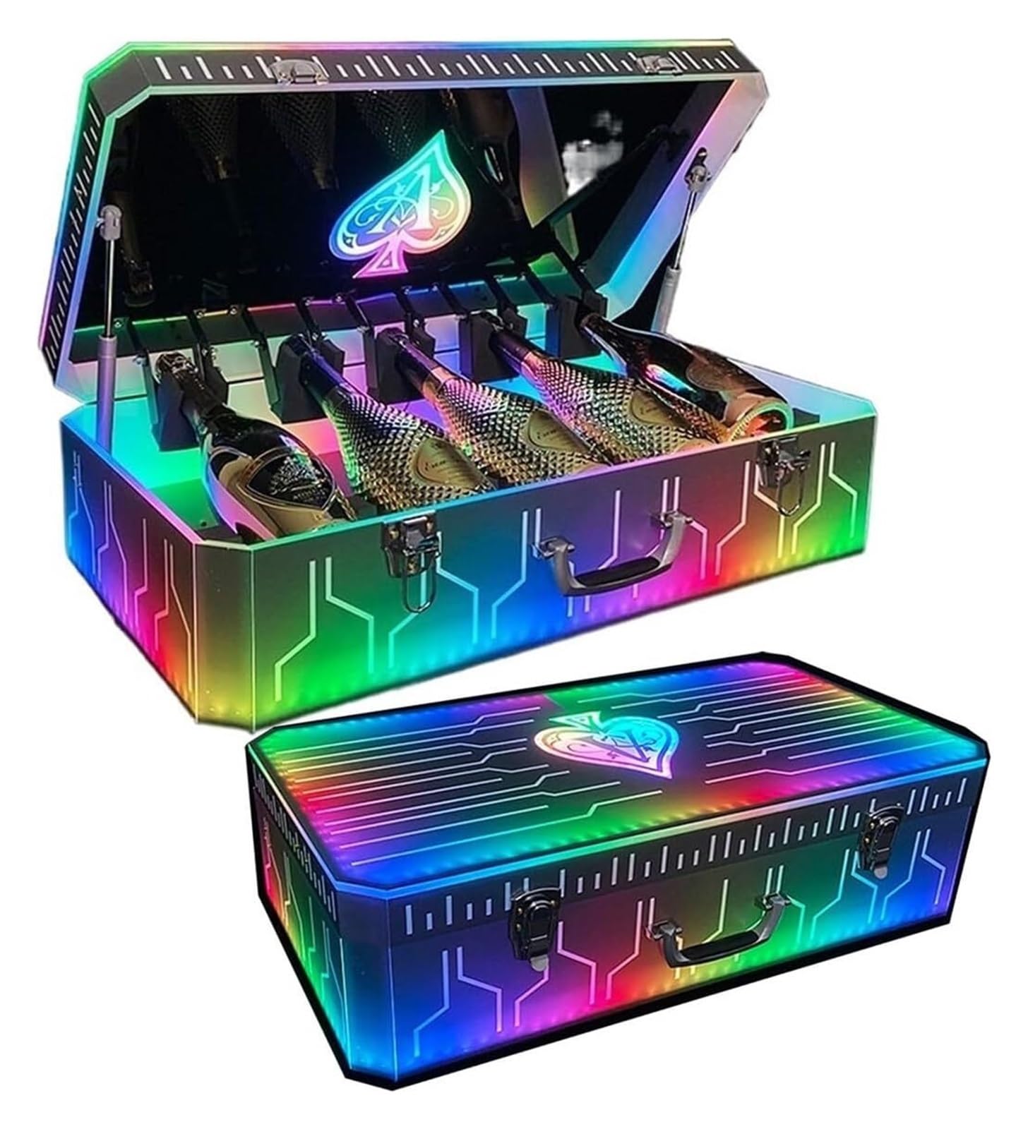 Presentatore for bottiglia di champagne Ace of Spades con luci LED regolabili - 7 colori - Perfetto for locali notturni ed eventi