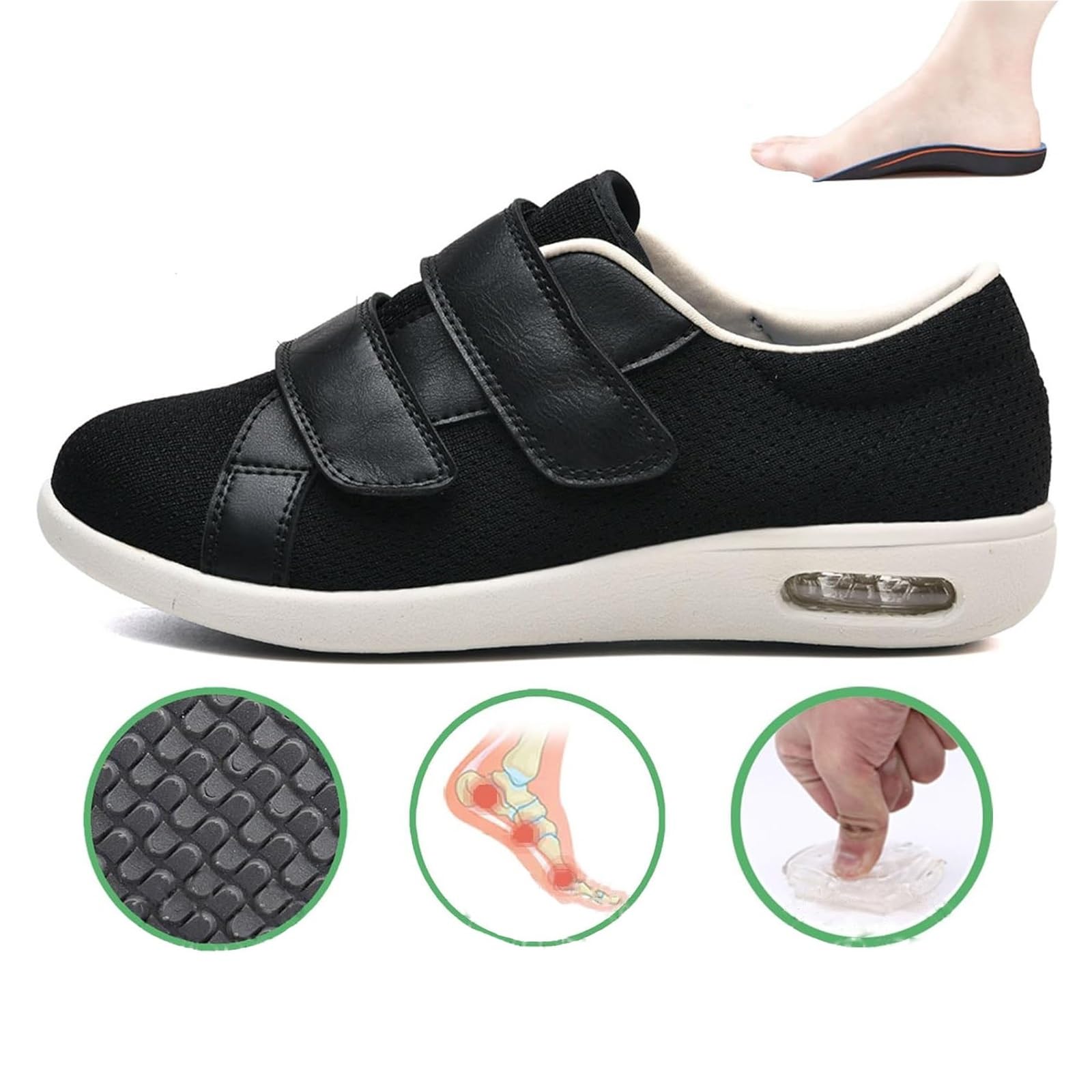 Męskie Buty Do Chodzenia Diabetyków, Buty Ortopedyczne Do Chodzenia Dla Osób Starszych Regulowane Łagodzące Ból I Obrzęk Stóp, Łatwe Zakładaniu Oddychające Osób Starszych, Dziadka