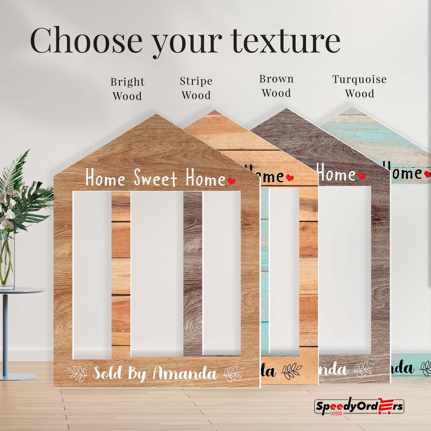 Real Estate Photobooth Frame, Realtor Marketing Supplies, Personalized Photo Booth Frame, Custom House Photo Frame, Real Estate Photo Props, Sold Sign Photo Frame - Bright Wood Size M