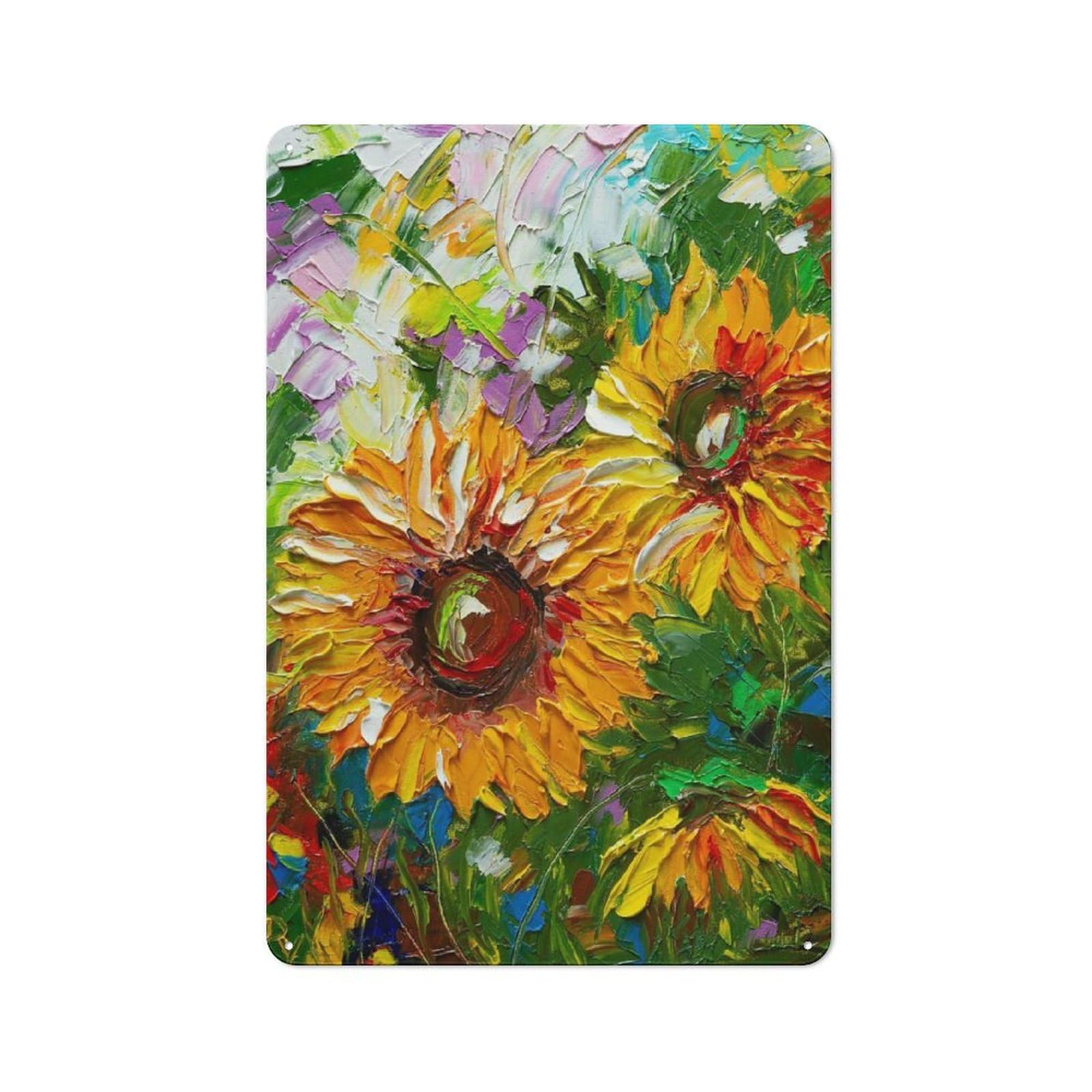 Junmoney Style-3 Vintage Tin Sign 30X20cm With July Sunflowers For Garage Or Workshop, For Metal Sign Collectors, For Cafés, Pubs And Restaurants