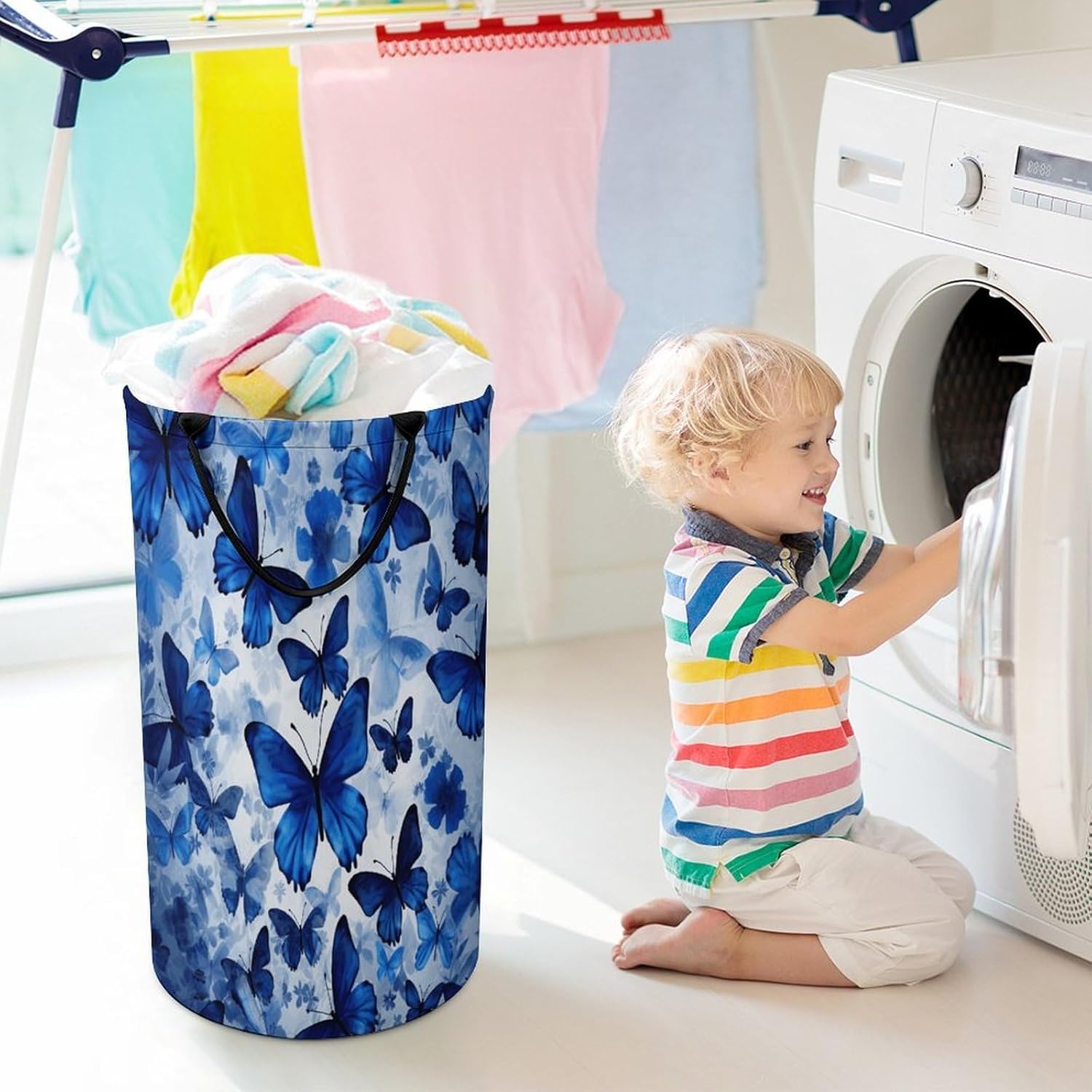 Dirty Clothes Basket Extra Large 110l Open Top Laundry Hamper With Portable Carry Handles, Foldable Waterproof Clothes Basket Spacious Laundry Bag For Bedroom Bathroom Laundry Room Dorm