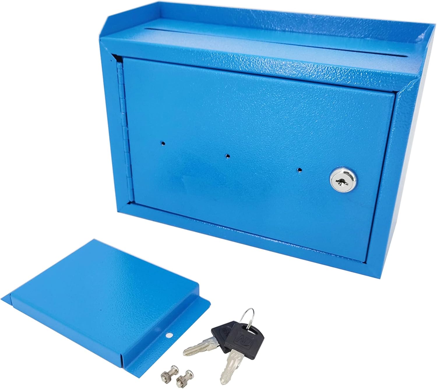 FixtureDisplays® 9.85" W x 7.2" H x 4.5" D, Metal Multipurpose, Donation Box,Cash and Mail Box,Suggestion Box 15211 Blue