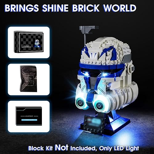 Miniatura 5 de Vaodest Juego de luces LED para casco Lego Captain Rex 75349 de bloques de construcción, diseño y configuración compatible con el modelo 75349 (solo