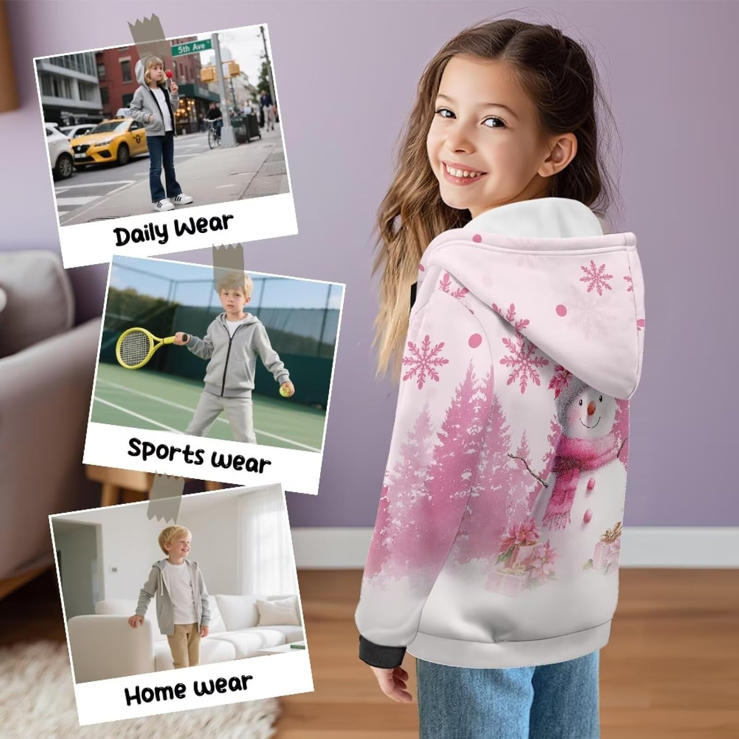 Girls Hoodie Fleece Pullover Athletic Sweatshirt Pockets Performance Hoodie for Kids 6-16 Years