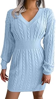 Women's Winter Dress, Knee-Length Casual Fitted Wool Dress, Autumn Dress, Long Sleeve Outdoor Sexy Bodycon Dress, Knitted Dress, Midi Elegant Winter Dress, Jumper Dress