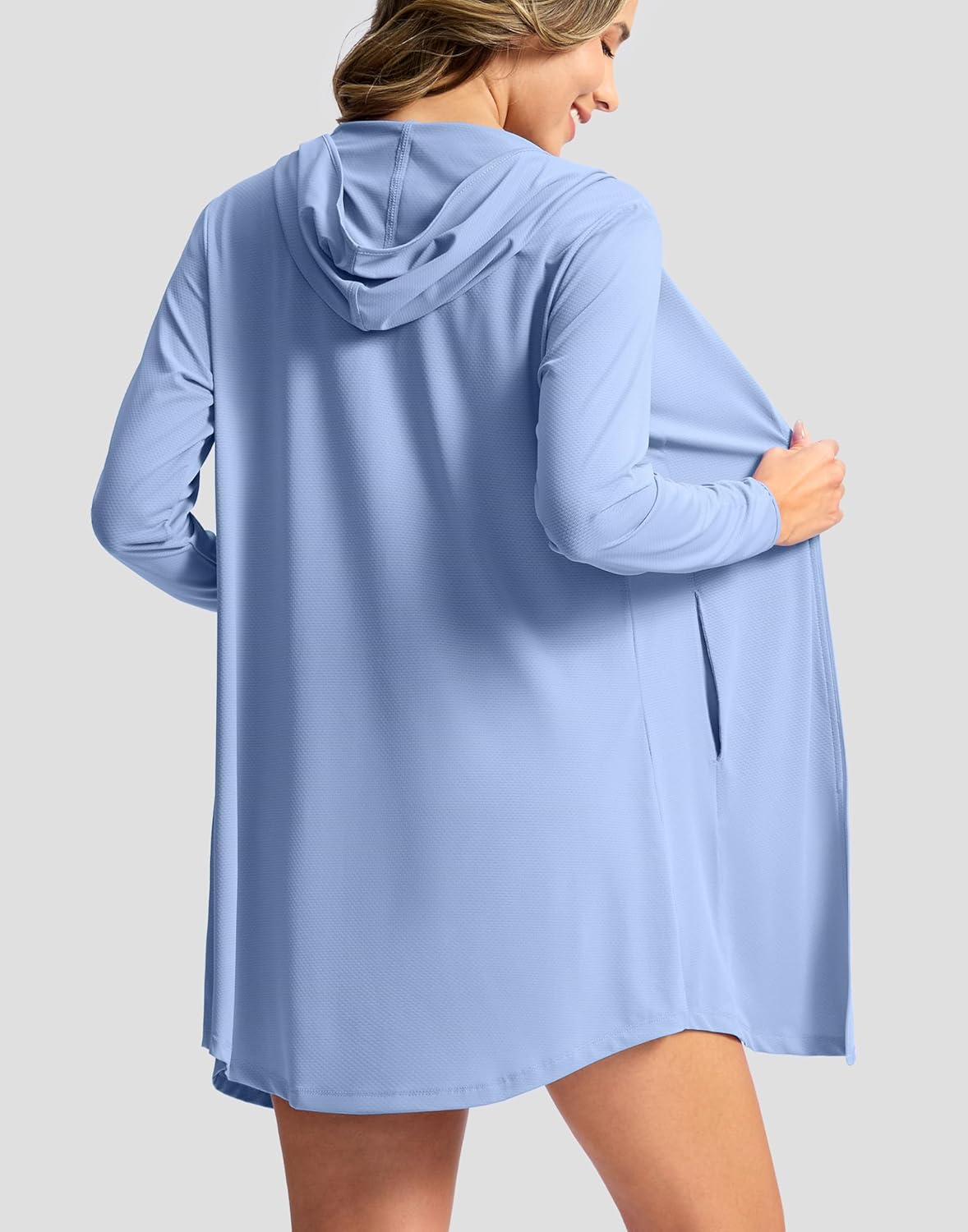 SANTINY Women's UPF50+ Swim Cover Up Sun Protection Hoodie Long UV Jacket SPF Lightweight Swimsuit Beach Cover Ups for Women - Image 2