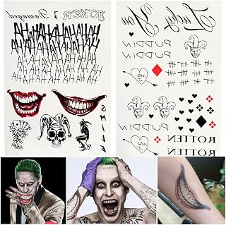 Halloween Batman The Joker Harley Quinn Temporary Tattoos Suicide Squad Costume Fancy Dress Sticker (The Joker)