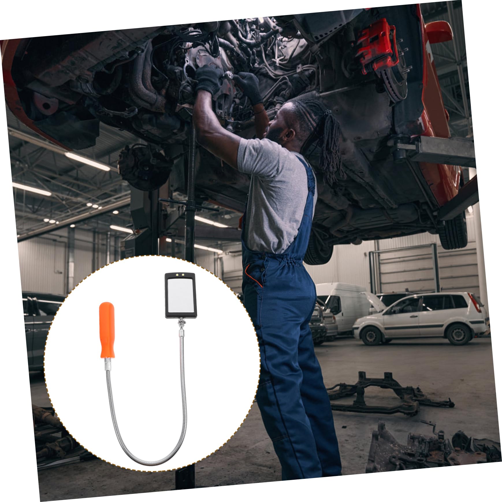 CHILDWEET LED Inspection Mirror Under Car Lighted Inspection Mirror Inspection Mirror Flexible Mirror for Checking Inspection Mirror for Mechanic Telescoping Mirror Tools Stainless Steel