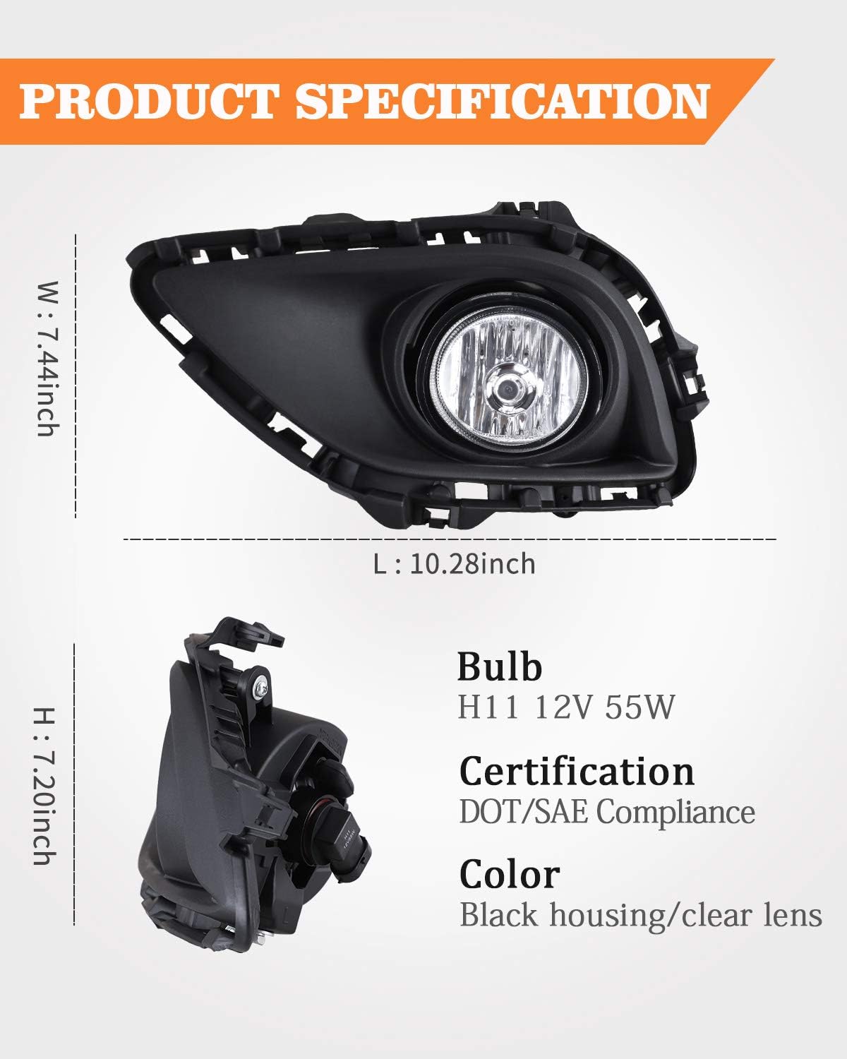 AUTOWIKI Fog Driving Light Assembly for 2013-2015 Mazda CX-9 With Clear Lens 2PCS OEM Replacement with Switch and Wiring Kit