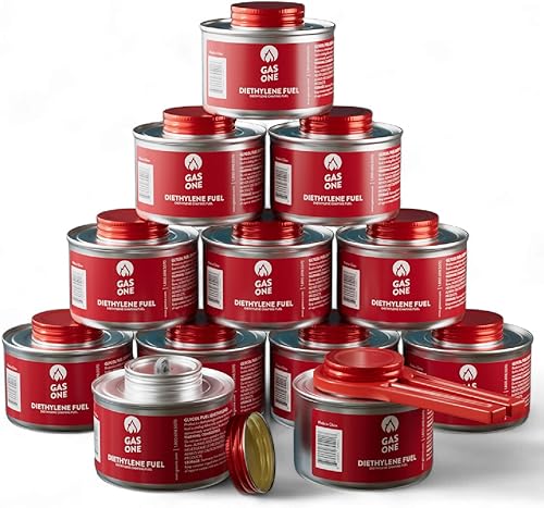 GasOne - Combustible para rozar platos de más de 2 horas, calentador de alimentos para bufé, combustible seguro para líquidos con mecha y abridor de