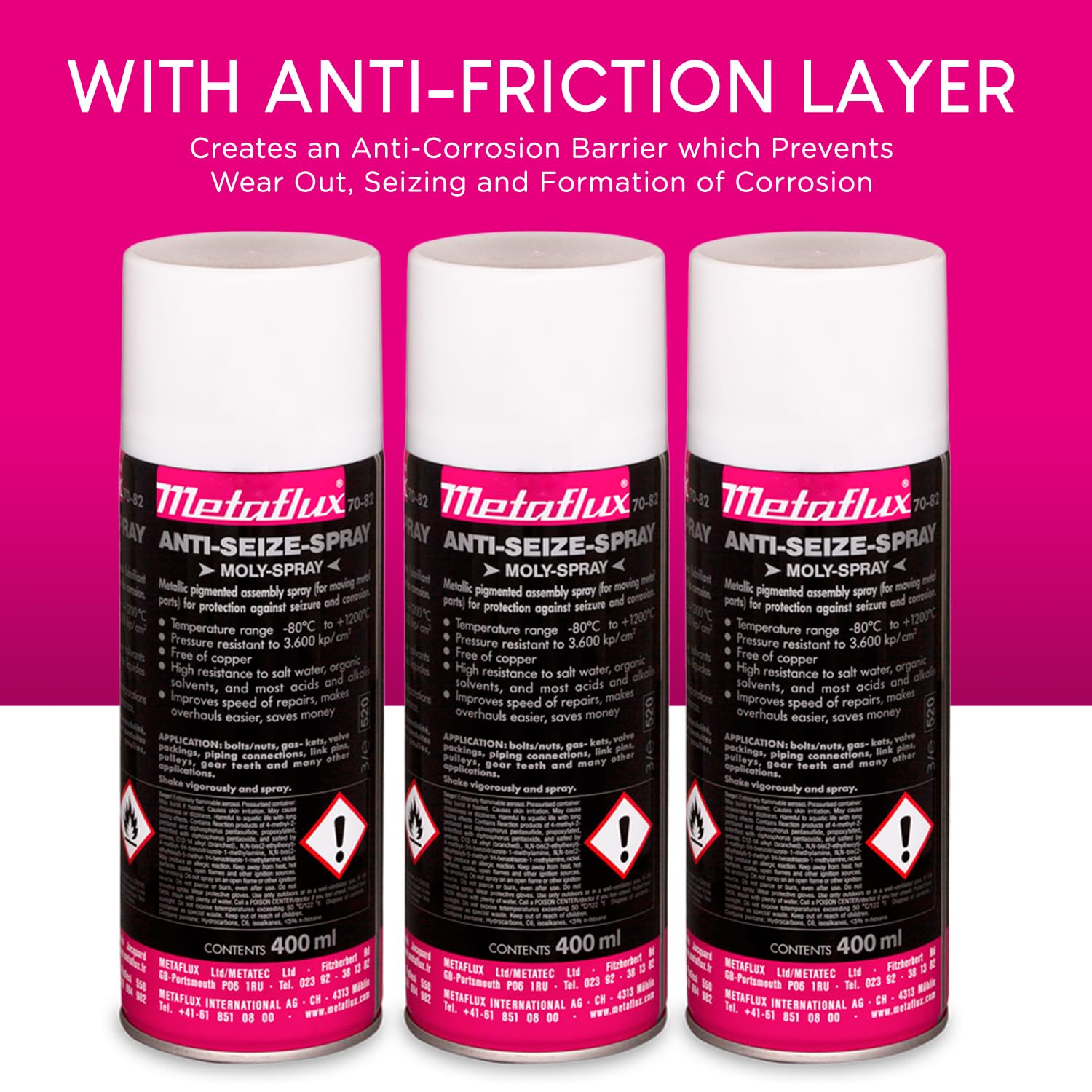 Metaflux Anti Seize Lubricant Spray Long-Lasting Seizure and Corrosion Protection for All Metals –Assembly Separation Penetrating Oil for Sealing Metal Bolts and Nuts – High Performance Thread Grease