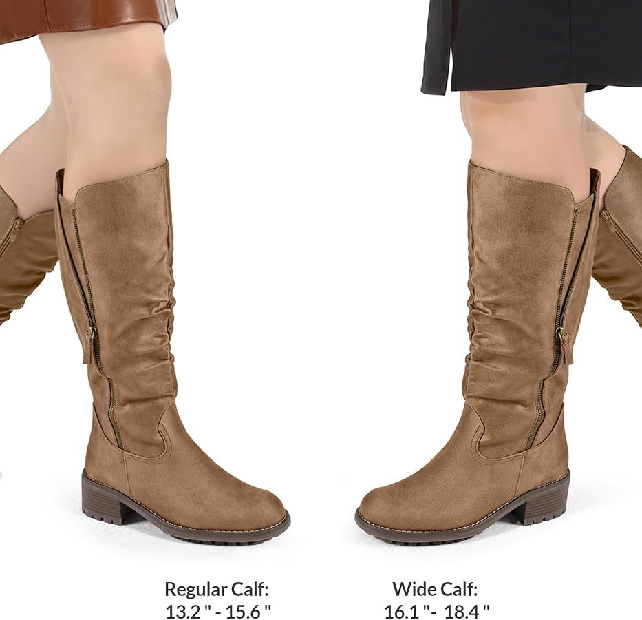 Amazon.com | mysoft Women's Knee High Boots Side Zipper Lug Sole 2