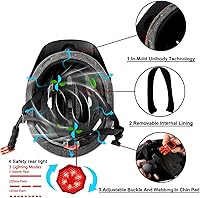 Vista 4 de Casco de bicicleta para niños y niñas, con luz LED, visera desmontable, para niños, jóvenes, adolescentes, multideporte, para patinaje, ciclismo