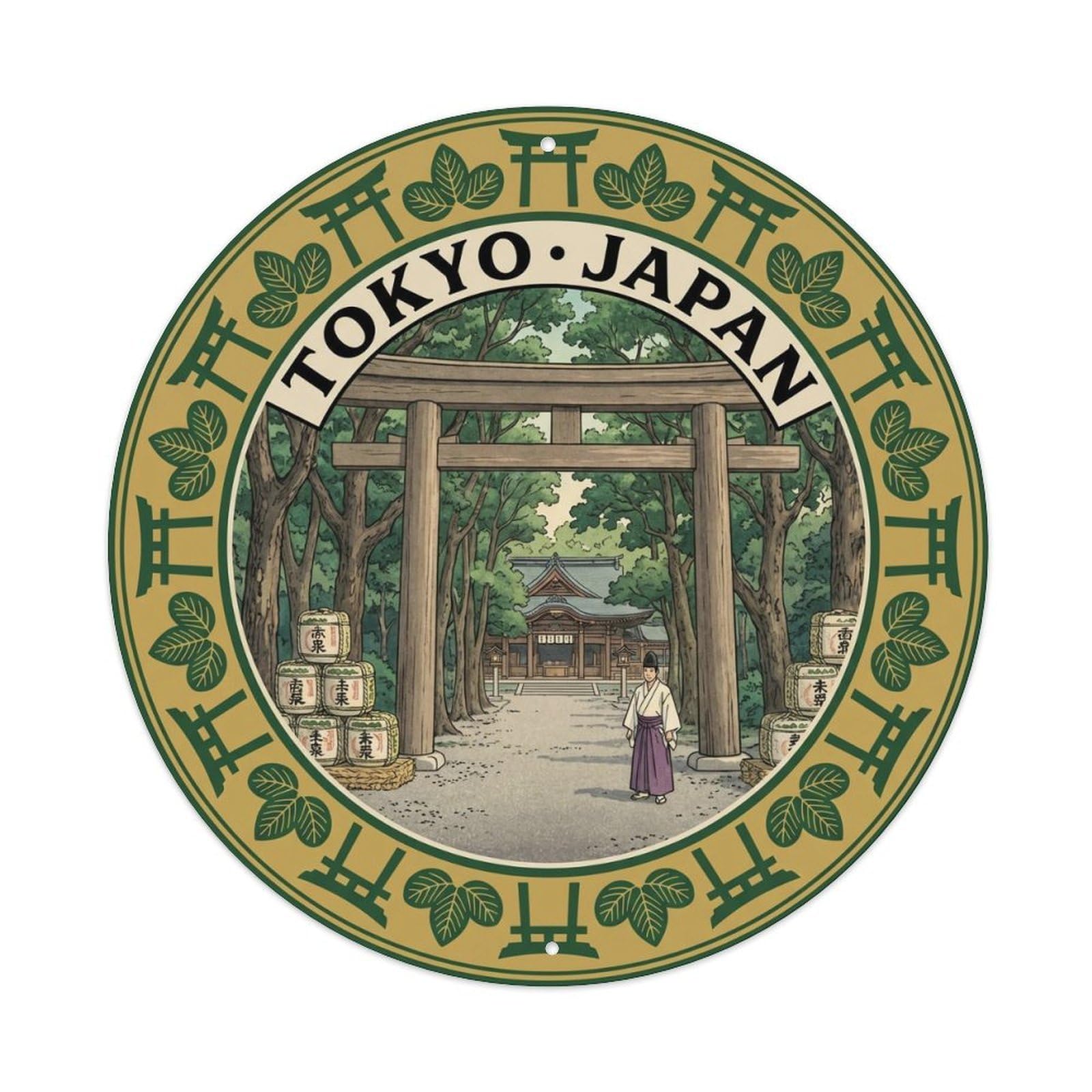 Tokyo Meiji Shrine Giant Torii Cedar City Landmark Metal Tin Sign