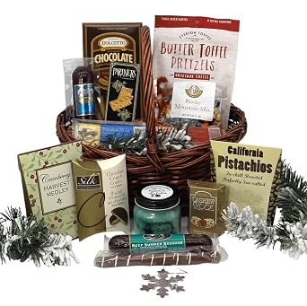 Gift Basket Village Tis the Season - Deluxe Holiday Gourmet Basket with Festive Treats & Decor