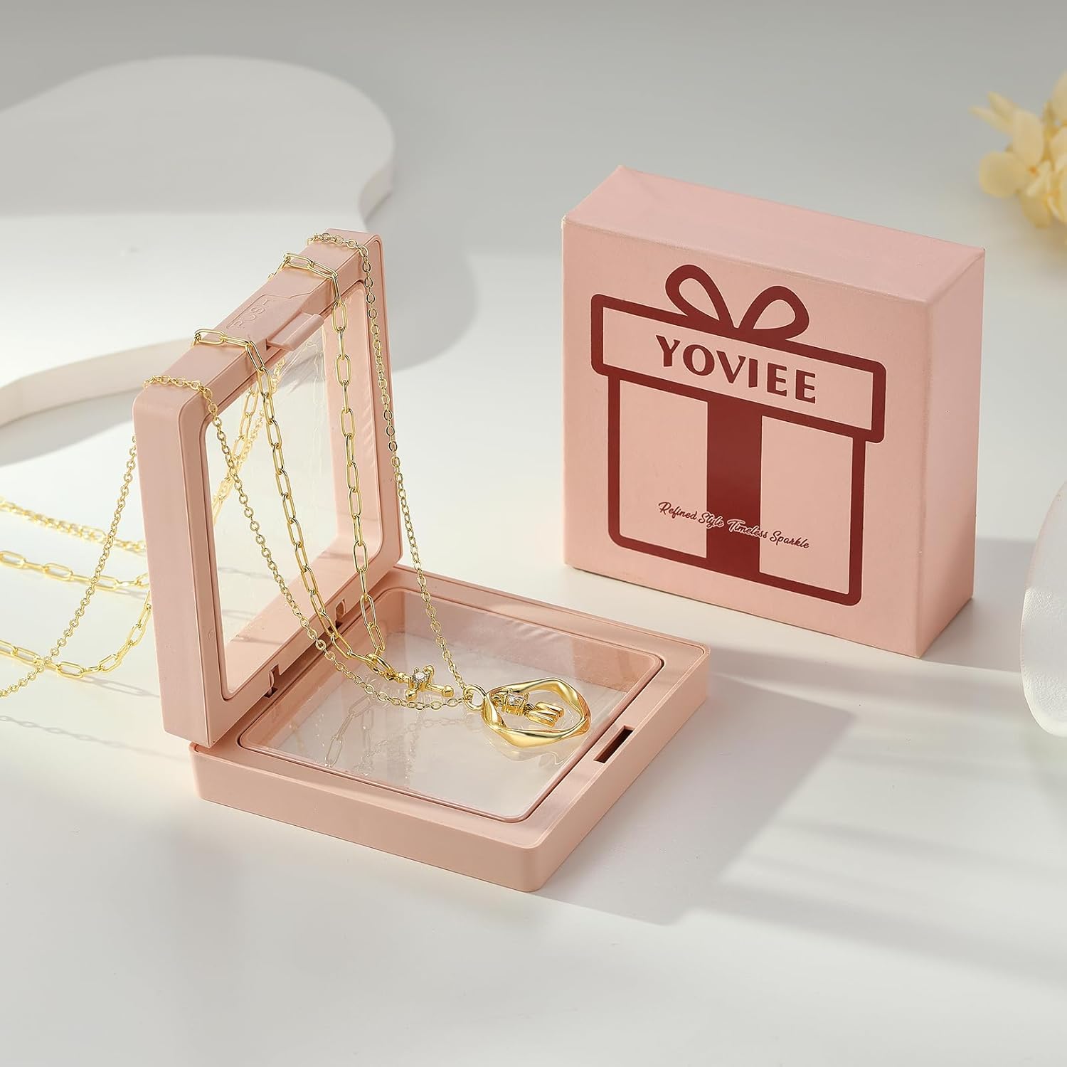 YOVIEE 14K Gold Plated Layered Necklaces for Women, 2-in-1 Detachable Cross & Mobius Initial Pendant with A-Z Letter, Dainty Eternity Love Jewelry Gift for Her Birthday Valentine's Day - Image 6