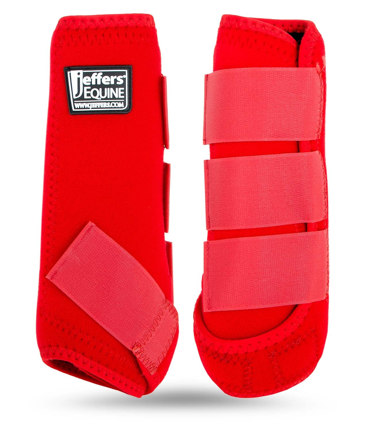 Jeffers Equine Protective Horse Boots 1 Pair Red - Safe Neoprene Leg Guards & Comfortable Fit, Durable Strap Closures, Front & Hind Support,