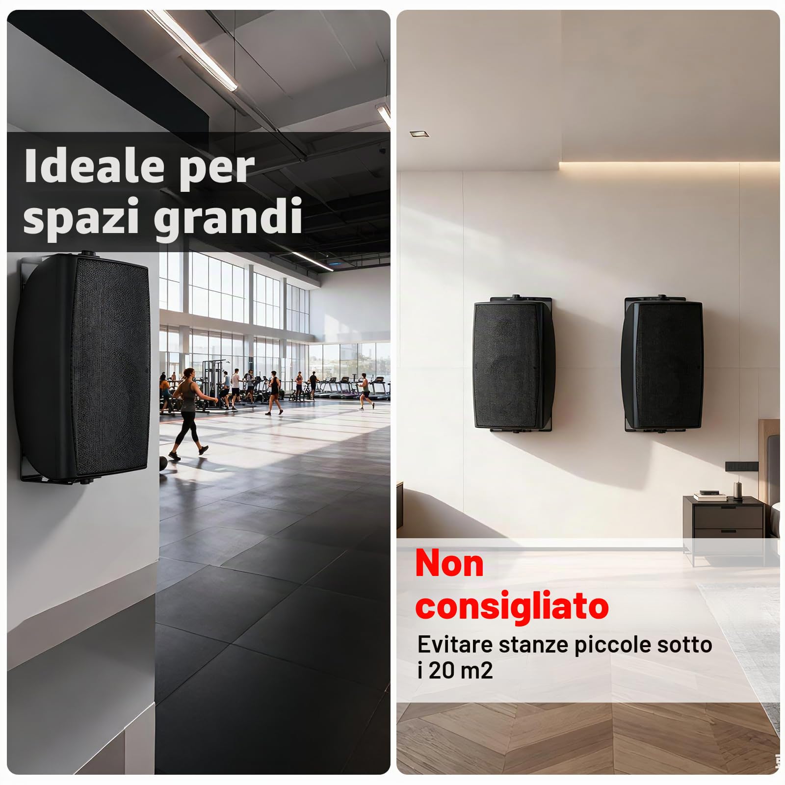 STUDIOFINIX Altoparlanti Bluetooth da 8 pollici con picco da 600 W per esterni, cablati, grandi dimensioni da parete (26,9 x 23,9 x 41,48 cm, 5,2 kg ciascuno), impermeabile IP44 per tutte le stagioni