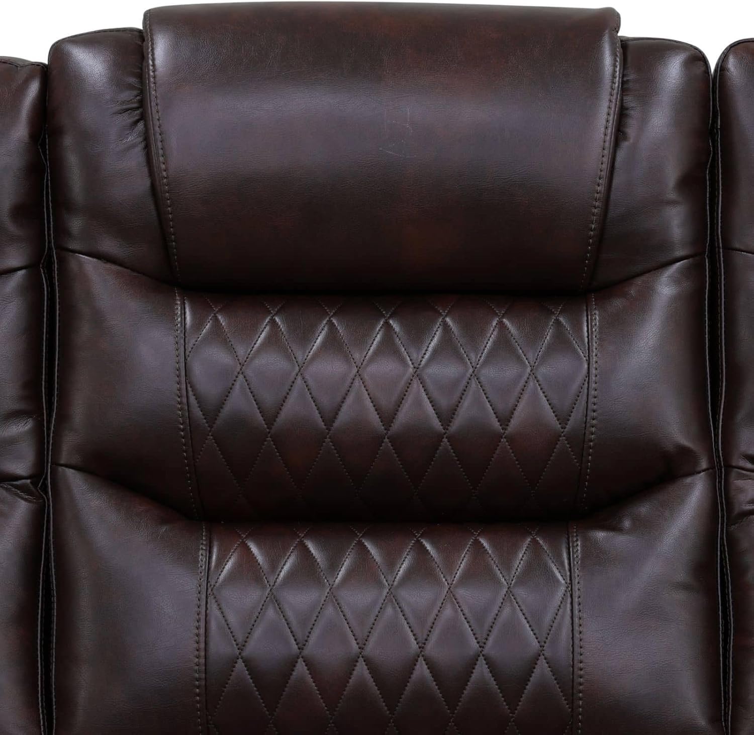 Recliner Sofa Dark Brown Breathing Leather LED Lighting USB Charging Cup-Holder